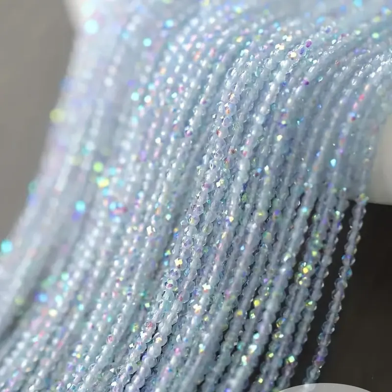 3 Strand Glass Beads 530-550 Pcs 2mm Tiny Cut Faceted Round Bead Strands Bead Assortment DIY Mixed Beads Beading Supplies DIY Jewelry Making Supplies for Rings Bracelets Necklaces