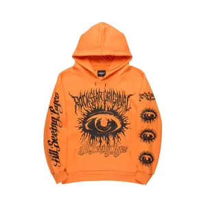 All Seeing Eyes Orange Graphic Relaxed Hoodie All Seeing Eyes Orange Graphic Relaxed Hoodie