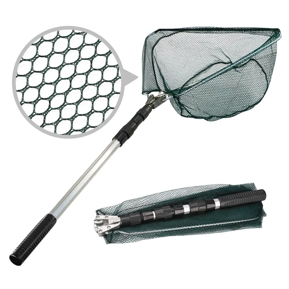 Telescoping Fishing Landing Net - Compact Folding Aluminum Alloy Handle, Fish-Safe Soft Mesh, 130cm Extendable Telescopic Nets for Kids, Easy to Store, Freshwater/Saltwater Fishing Accessories, 400G, Foldable, Adults, Collecting Nets
