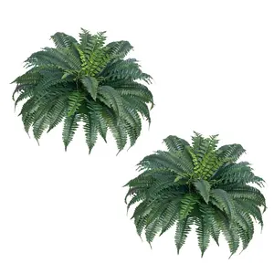 VEVOR Artificial Ferns 2 Pcs, Natural Spread Diameter 43-47 Inch, Large Hanging Artificial Boston Ferns, Fake Plant Wall Decor with 50 Branches, Faux Fern for Home and Office (Flowerpot Unincluded)