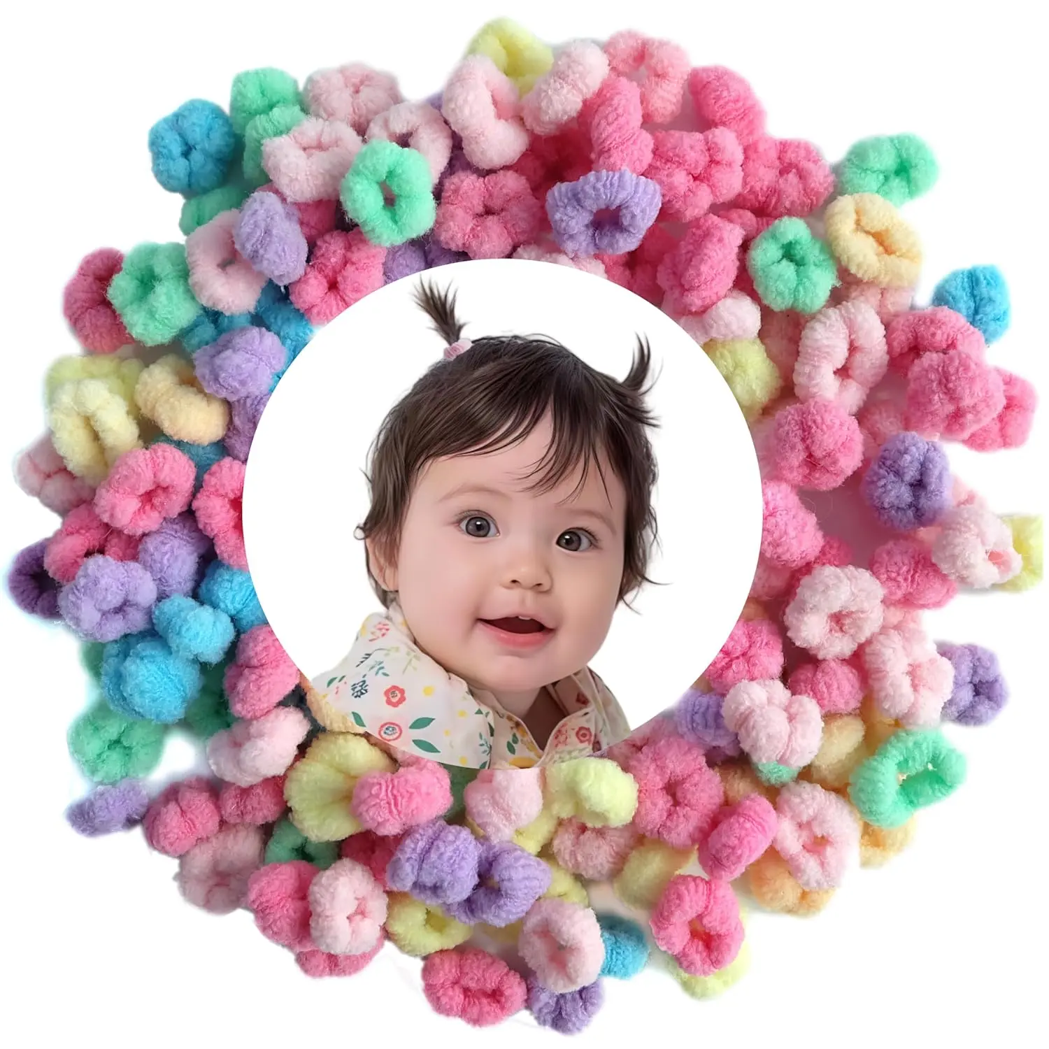 Baby Size Hair Ties,Bloom Tiny Hair Ties No Damage,120pcs,For Fine Hair,Ponytail Holders for Little Girls Hair Accessories, Elastic Thin Soft Hair Bands No Crease, Mini Hair Scrunchies