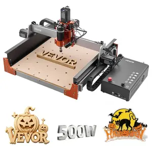 【fathersdaygift】VEVOR CNC Router Machine, 500W Spindle, 3-Axis Wood Engraving Milling Machine, with Dual Linear Rails & Ball Screw, 15.75 x 15.75 x 3.74 in Working Area, Trim Router, for Wood Acrylic Carving Cutting, Power Tool