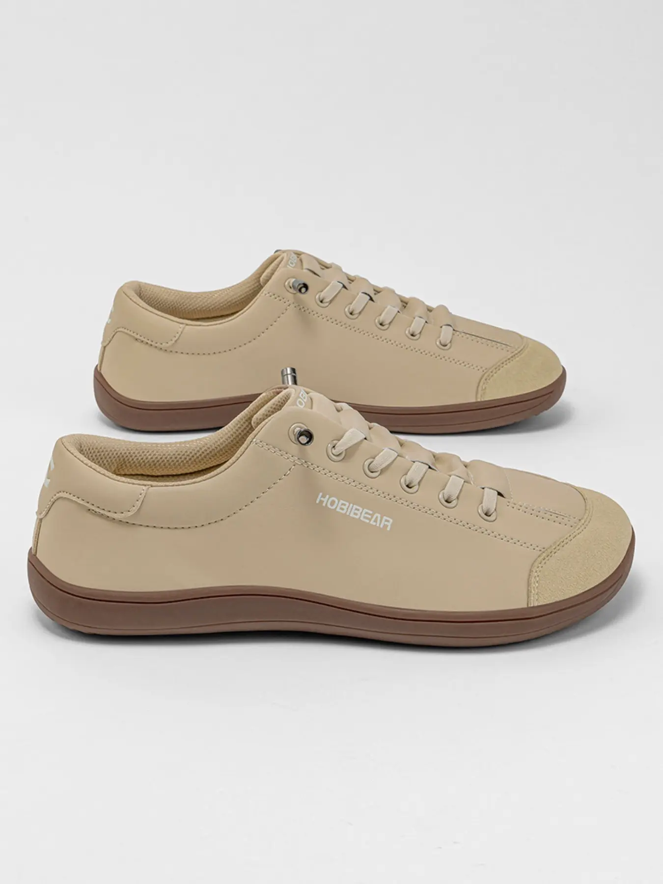 HOBIBEAR Wide-toe men's shoes, barefoot-style sneakers, low-top slip-on shoes made of PU leather, casual daily walking shoes for fitness and leisure
