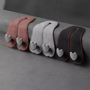 Heart Shape Car Seat Headrest Hooks - 2-in-1 Leather Double Hanger, Universal Car Accessories for Bags, Wallets, Backpacks, Vehicle Storage Accessories, Accessories For Car