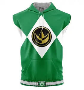Green Ranger Mighty Morphin Suit Sleeveless Hoodies, Power Rangers Anime Graphic Sleeveless Sweatshirt Hoodies