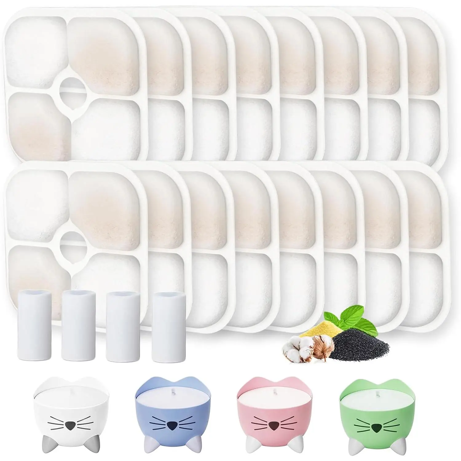 Water Fountain Filter, Fountain Filters for  Pet Water Fountain,16 Pack Pet Fountain Filter Replacement,4 Pump Hoses