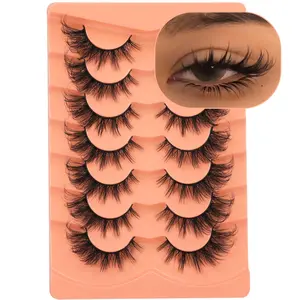 False Eyelashes Wispy Lashes Natural Look Fake Eyelashes Cat Eye Lashes Mink Fluffy Strip False Lashes Fox Eye Lashes Pack 7 Pairs ALICROWN Cosmetic