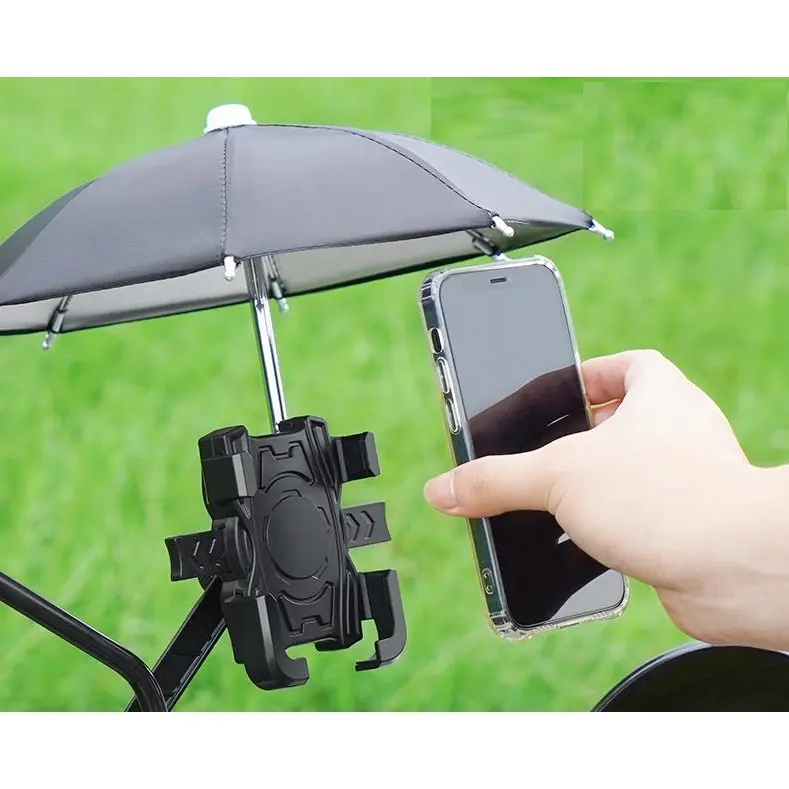 Motorcycle Phone Holder HT507 with Rain and Sun Umbrella, Extremely Secure Anti-Theft