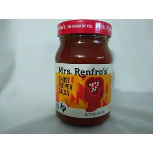Mrs. Renfro's Ghost Pepper Salsa 16 Oz Glass Jar Flavor Dip Sauce
