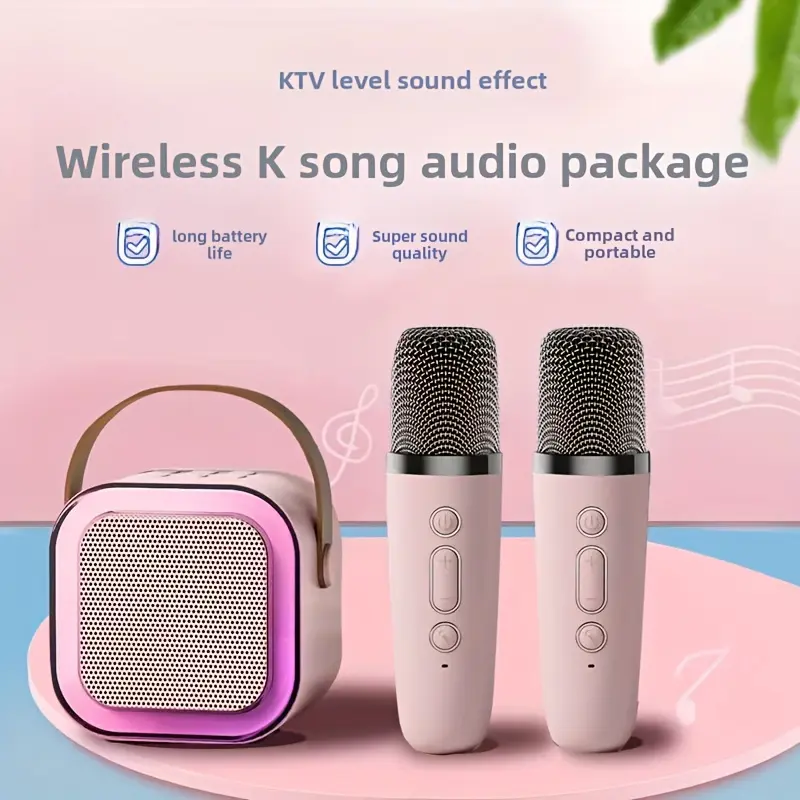 Wireless Microphone K Song Speaker, Multifunction Portable Karaoke Sound System, Wireless Microphone, Singing K Song, Portable Speaker, Wireless Karaoke Machine