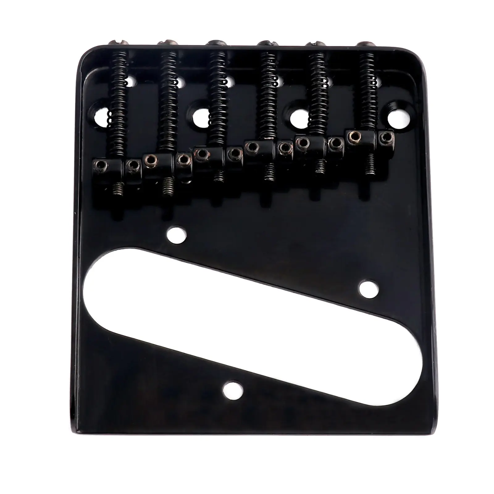 OLETONE Vintage Tele 6-Saddle Guitar Bridge - 86mm Stainless Steel, 100g, TopLoad/String Through Body, 6 Individual Saddles, Better Intonation, Good Resonance, 1 Wrench, Black Replacement Part with Guitar Tuning Support