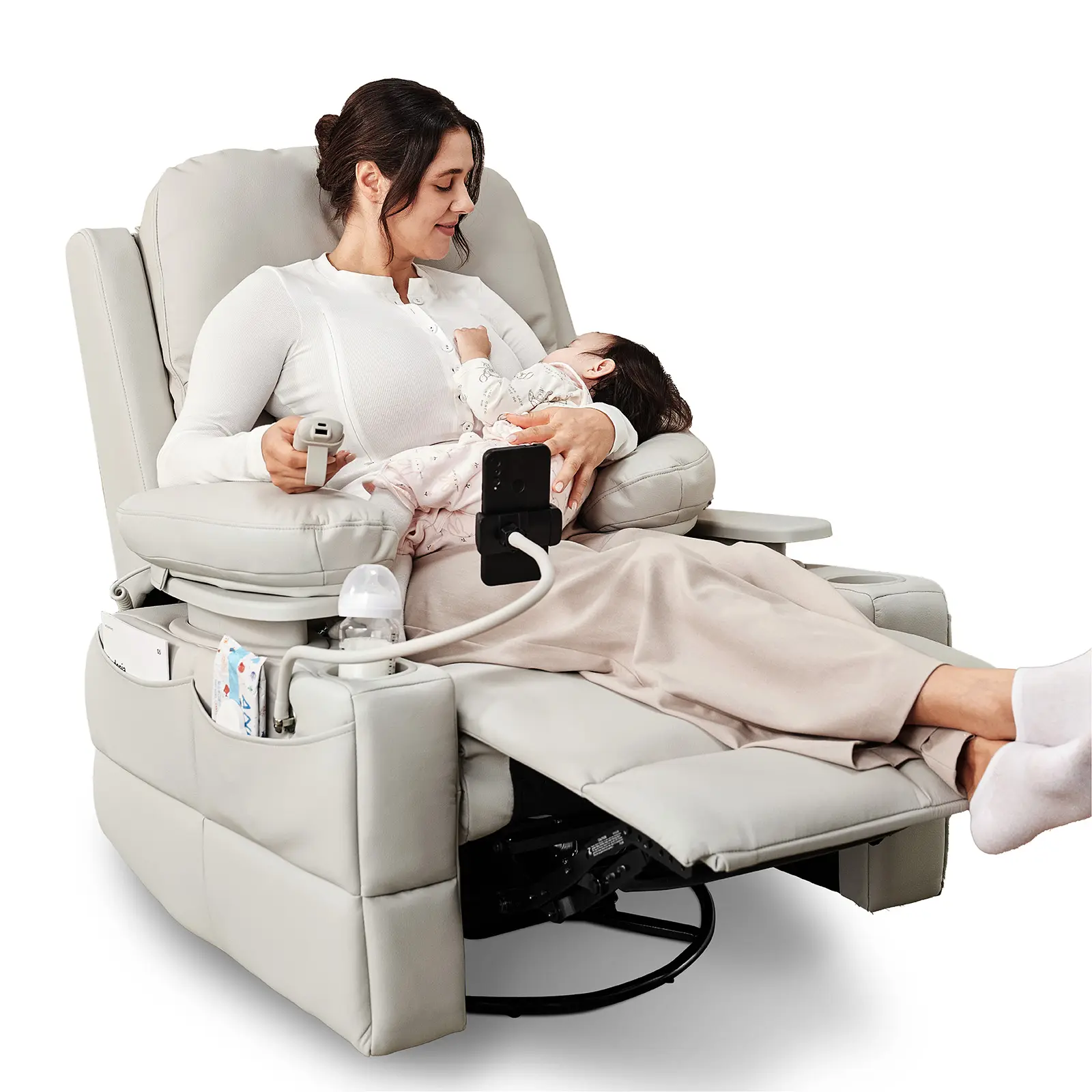 Rocking Chair Nursery with Adjustable Armrests, Electric Glider Recliner Nursery Chair with USB Port and Storage, Sofas, FSC Certified