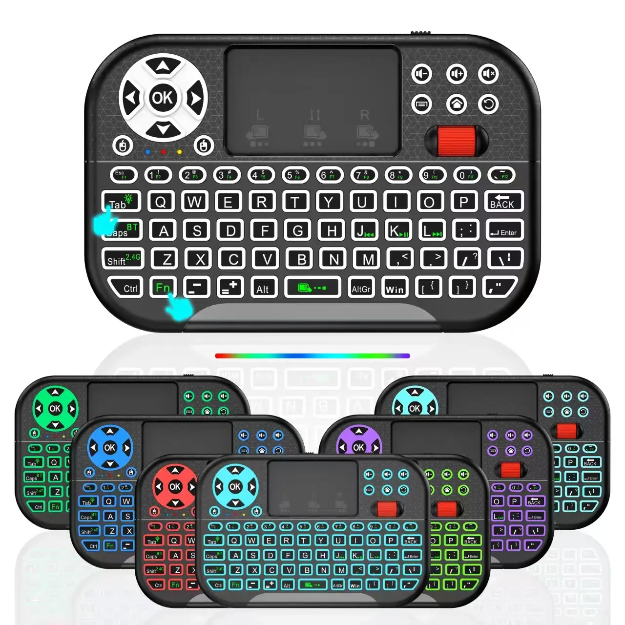 Bluetooth Mini Keyboard M2 with Touchpad - Universal 2.4GHz Backlit Handheld Keyboard and Mouse Combination for Smart TVs/PC/Android TVs/PS4/MacOS/Tablets