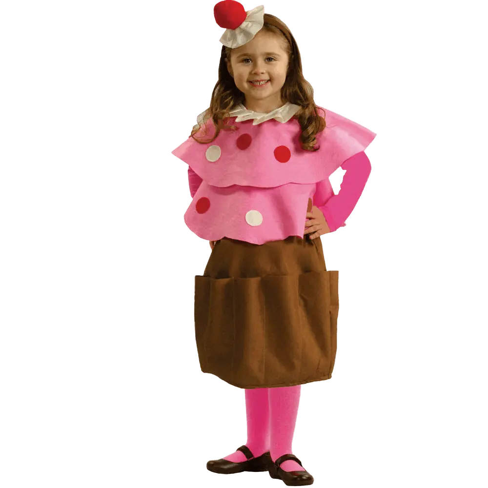 Creamy Cupcake Costume Dress For Kids - Include Skirt, Sprinkle Vest & Strawberry Headband  - Perfect for Halloween, Candyland Theme Party, Pretend Play Fun & Costume Party