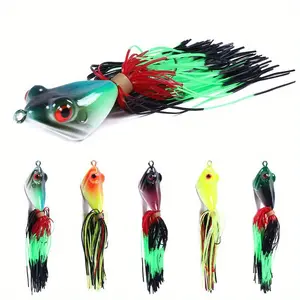 Weedless Frog Lure Heavy Hollow Body Triple Hooks, Realistic Green Black Streamline Topwater Bait for Snakehead Bass in Heavy Grass