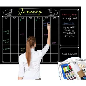 Dry Erase Black Laminated  Chalk Board Wall Calendar, 38-Inch by 50-Inch,Erasable Monthly huge weekly chalkboard bulletin board,better than wall decor sticker