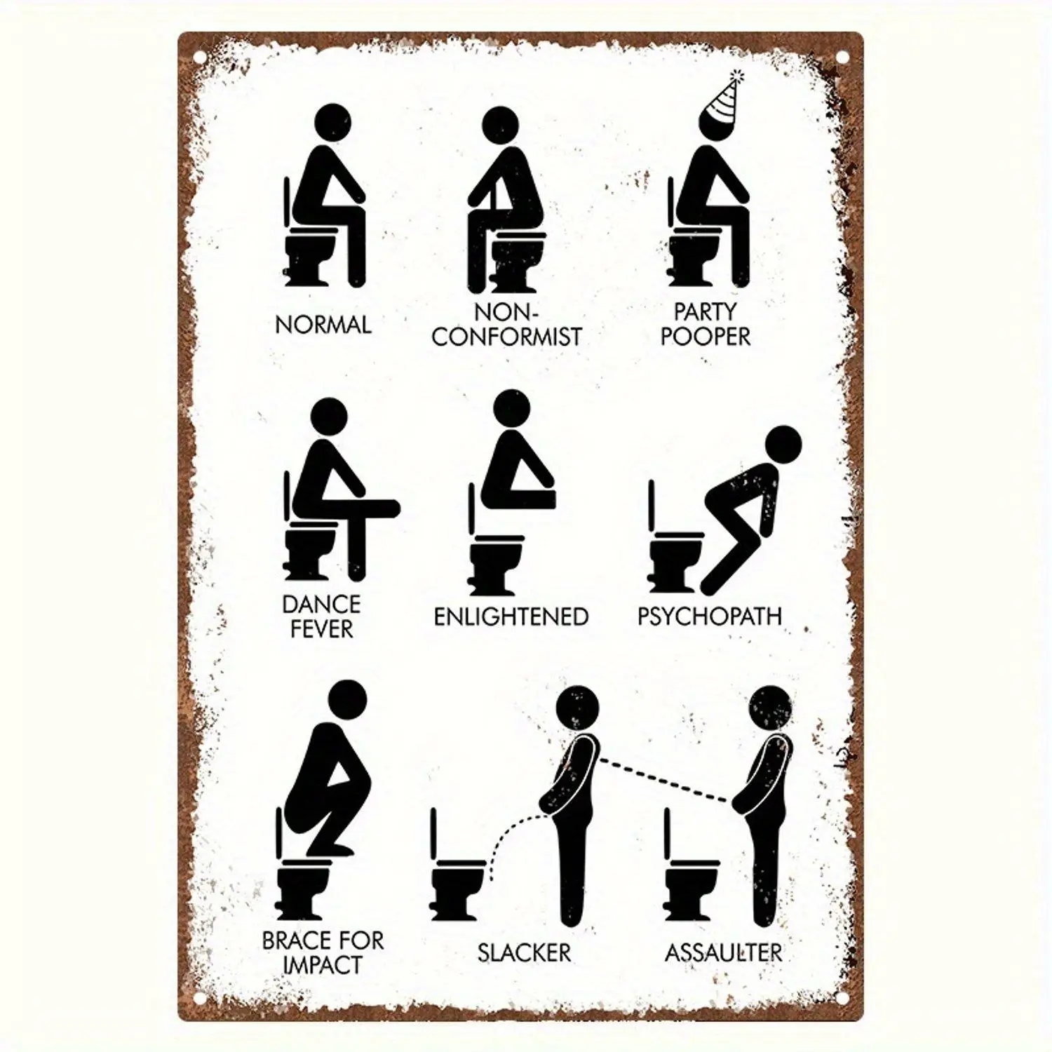 1pc Vintage Metal Tin Humorous Sign - 8x12 in Retro Toilet Behavior Bathroom Etiquette Iron Wall Art, Suitable for Kitchen, Bar Decor, Funny Manners Reminder Home Decor Plaque, Bathroom Decor Ideas, Animal Icons