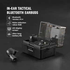 ARM NEXT E30-Black Tactical Headphones with NRR27dB Noise Reduction & IPX5 Waterproof Bluetooth 5.4 Earbuds for Shooting Hunting & Daily Commute