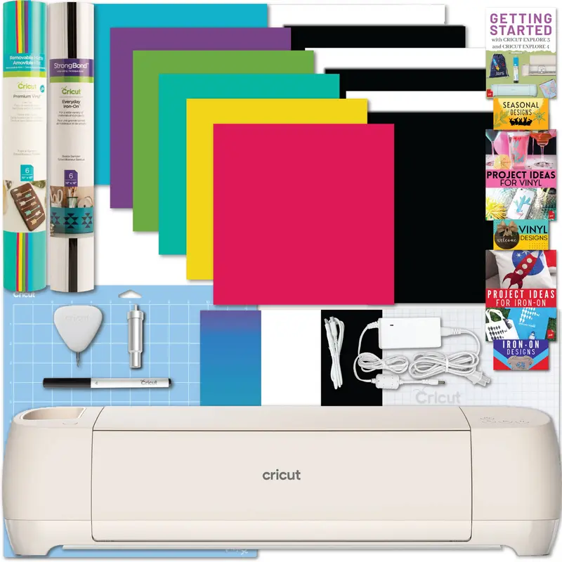 Cricut Explore 4 Cutting Machine with Vinyl and Iron-On Sheets Bundle