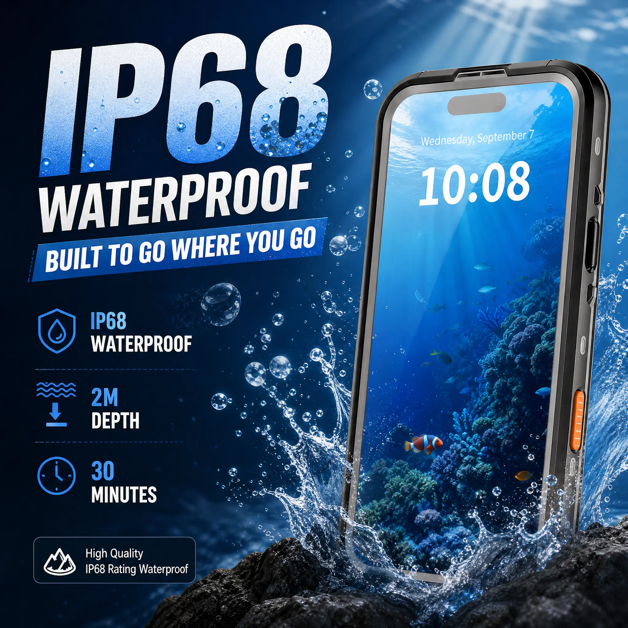 IP68 Waterproof Phone Case for iPhone 17 16 15 14 Pro Max, MagSafe Magnetic Charging, Military Grade Shockproof Dustproof Snowproof, Summer Beach Swimming Outdoor Hiking,Back to School,Shockproof Magnetic Phone Case ,Transparent TPU magnet phoneprotector,