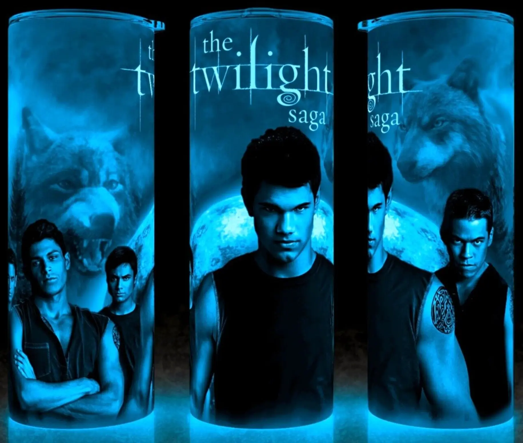 Glow in the Dark Twilight Saga - Jacob and Wolf Pack - Vampire Movie Cup Mug Tumbler 20oz - Stainless Steel, Fantasy, Modern Drinkware - Washable Flasks Stylish Insulated Plastic