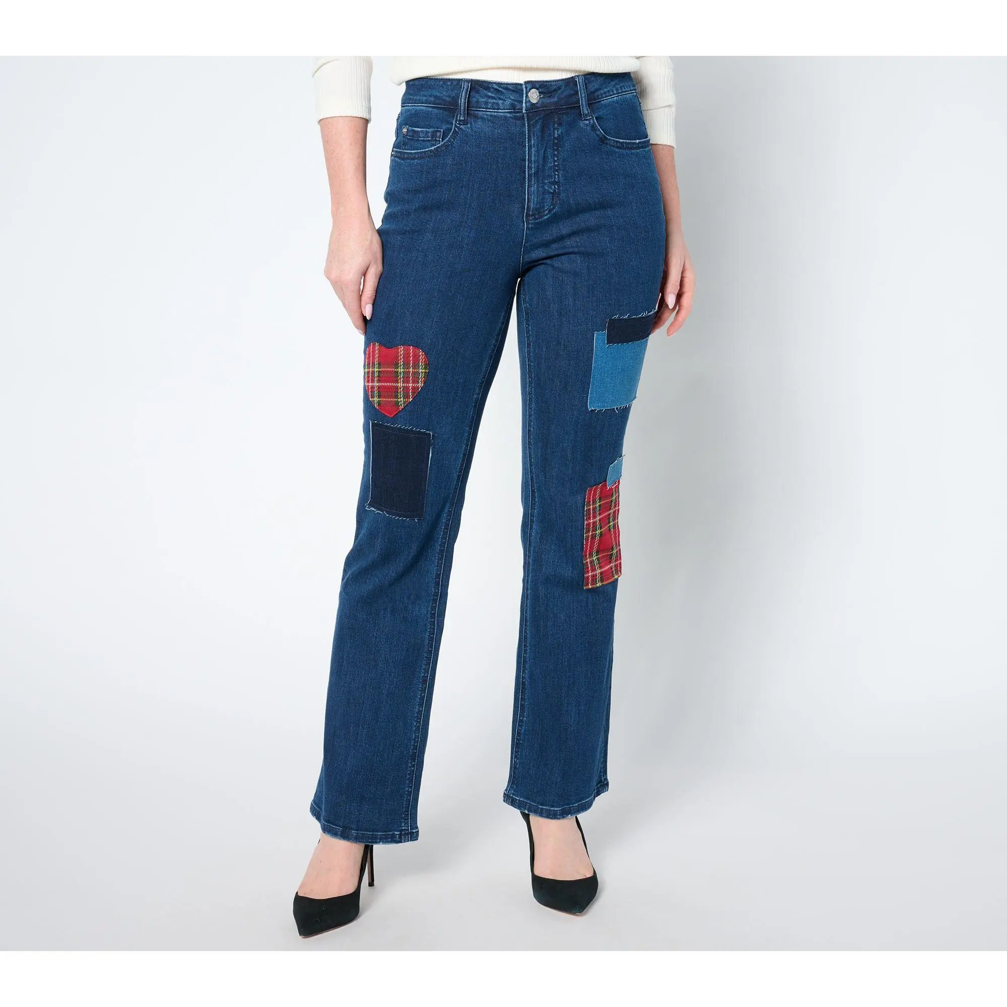 Studio Park X Vanessa Herring Regular Plaid Patch Jeans