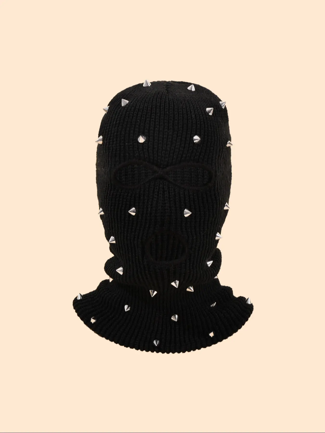 Retro Nail Knitted Balaclava, Ultra Soft Warm Yarn, Winter Cold and Wind Protection, Retro Punk Streetwear Avant Garde Style Headwear