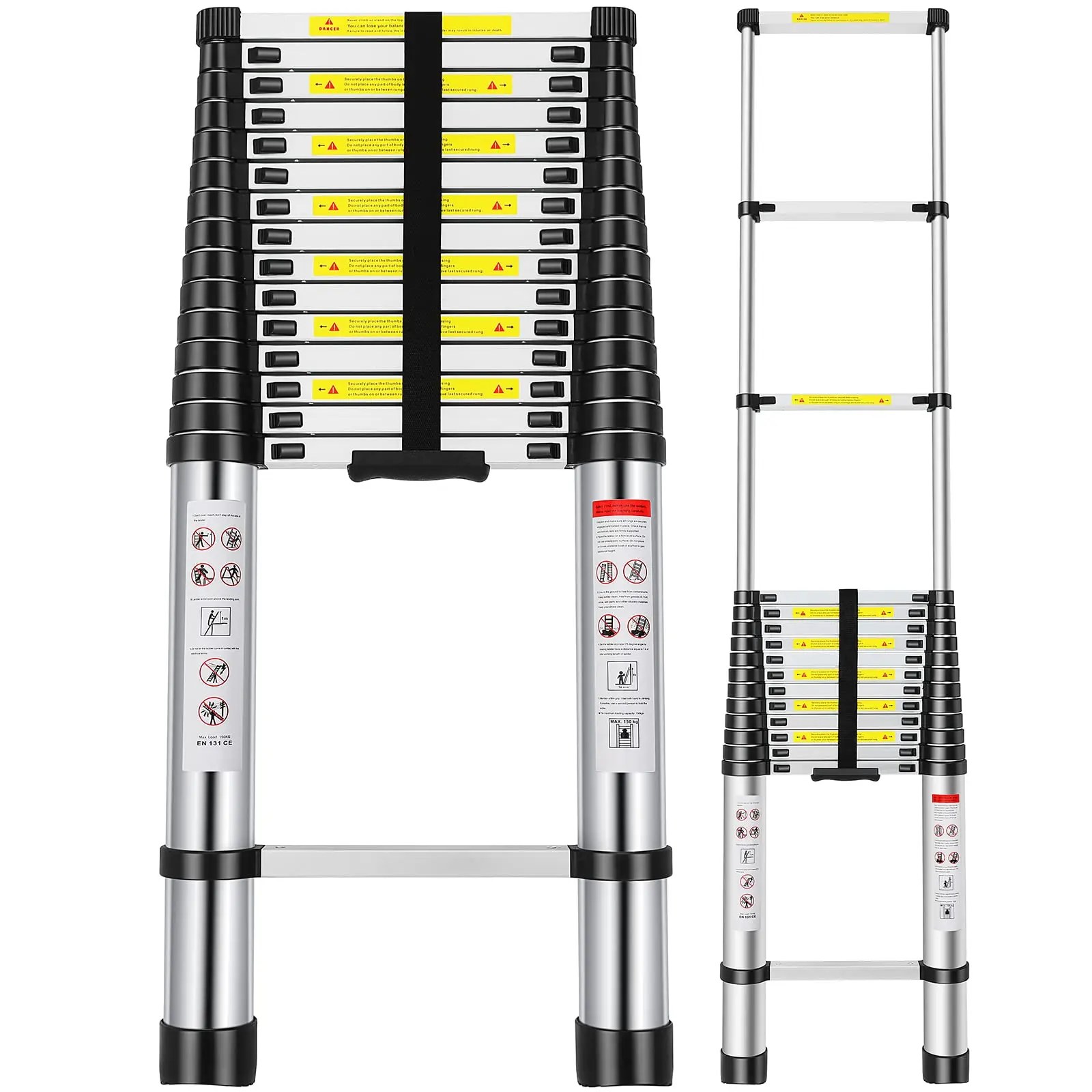 【DealsForYouDays】Aluminium Telescopic Multi-Purpose Ladder,20.3FT Aluminum Extension Ladder with 2 Replacement of Non-Slip Rubber Cover,Portable Collapsible RV Ladder,330 lb.Weight Capacity collapsible extension,fathersdaygifts Telescoping Safety