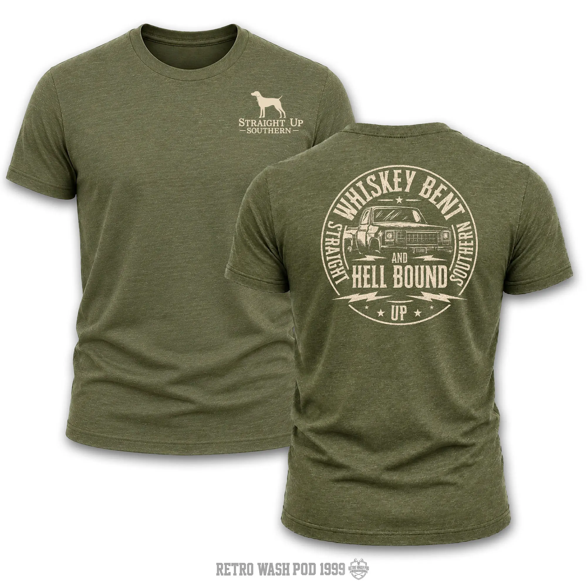 Straight Up Southern Hell Bound T-Shirt Men's Shirt, Hunting T-shirt, Crew Bowhunting Shirt, Deer Skull Archery Tee, Archery Tactical Gear, Unisex Short Sleeve Casual 100%, Made In USA.