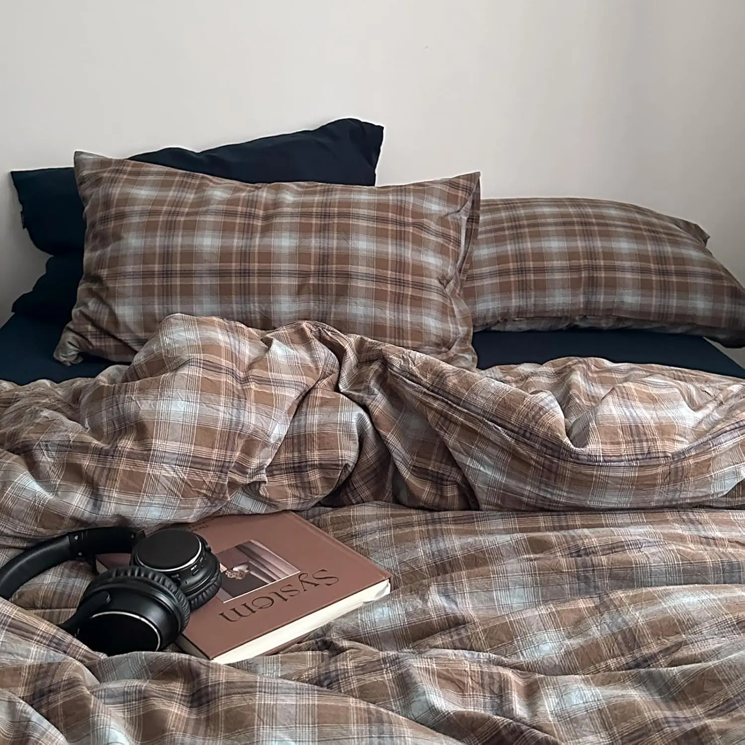 L# Brown Blue Plaid