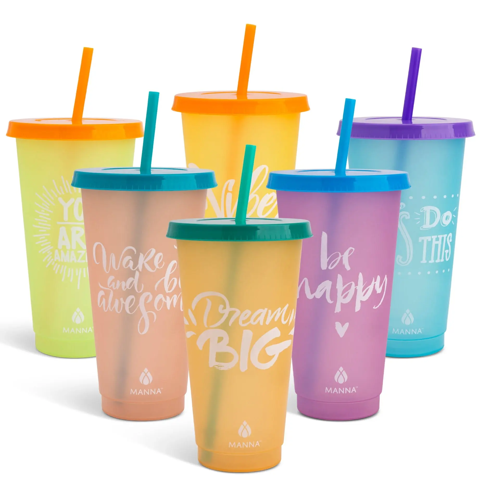 6-Piece Reusable Color-Changing Tumbler Set, Washable Water Bottles for Daily Use Kitchenware Drinkware