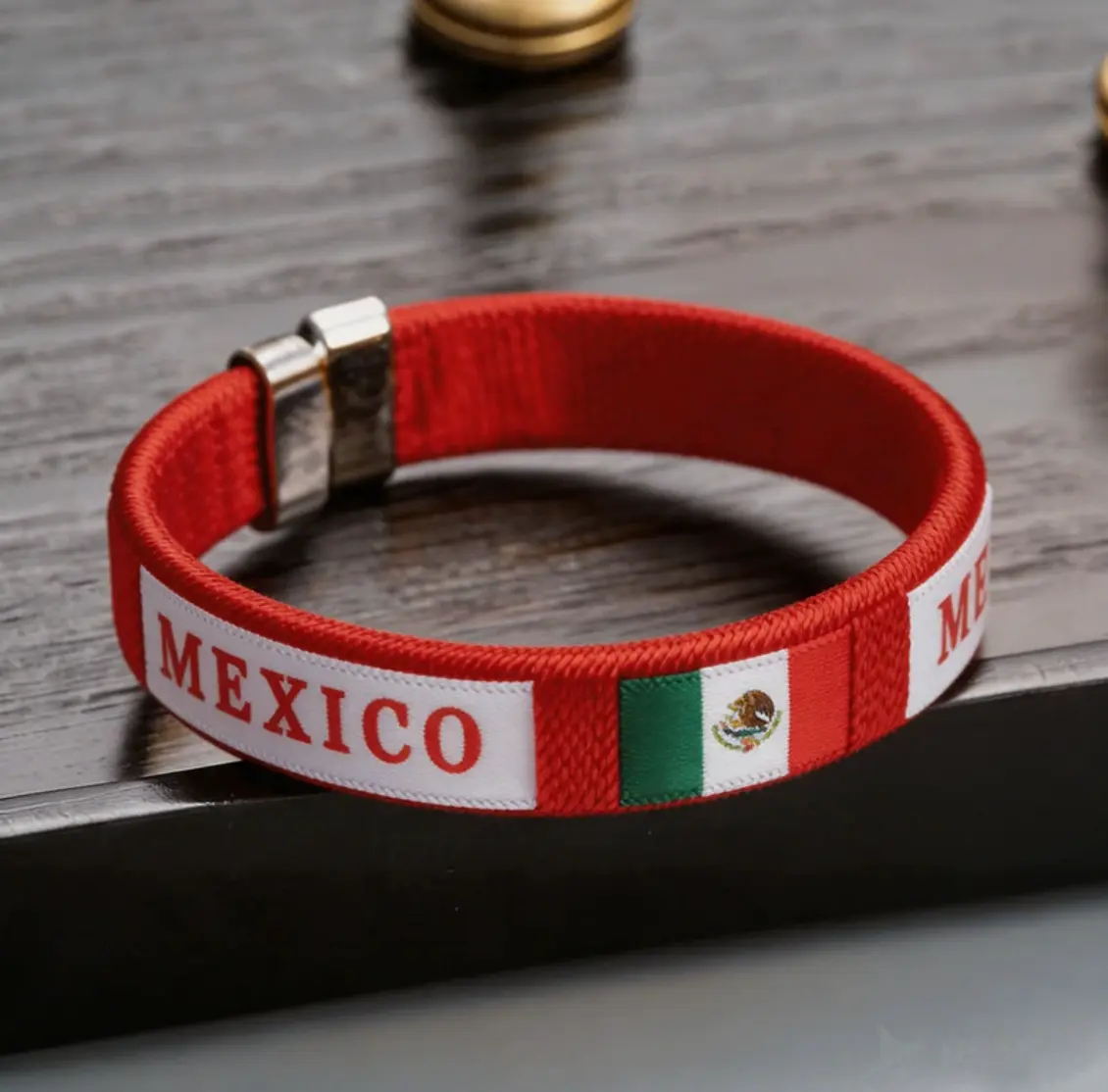 Unisex National Themed Polyester Woven Fabric Wristband - Lightweight Casual Fashion Accessory, Adjustable Fit Bracelet for Daily Wear, Flag Colors