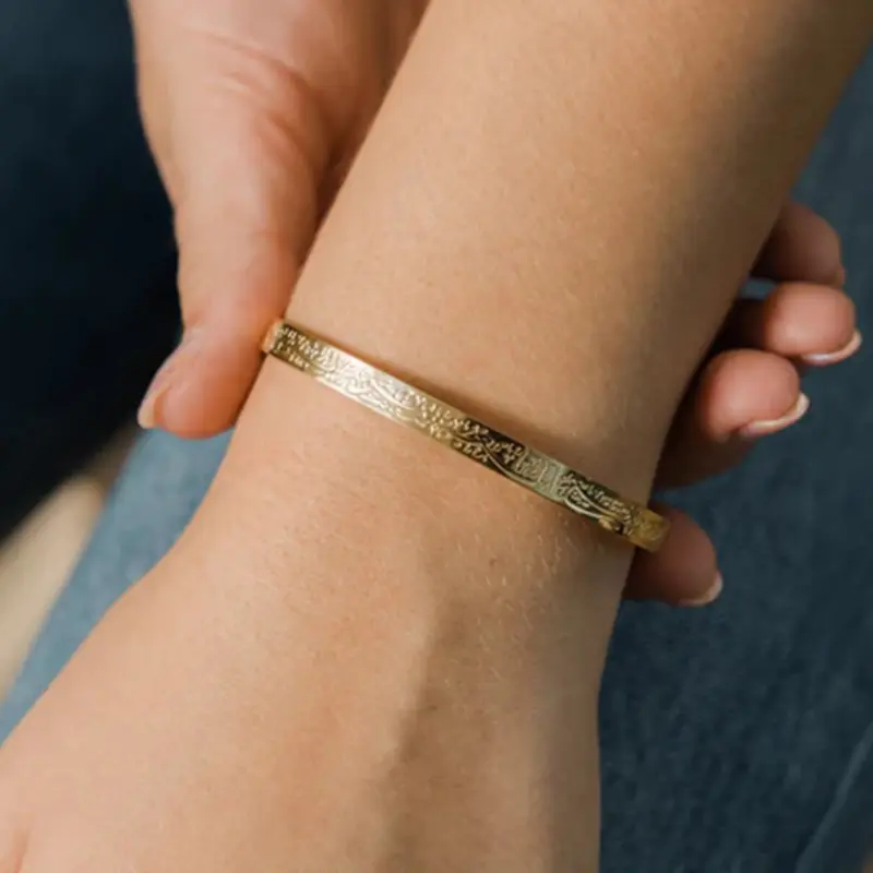 Islamic Muslim Calligraphy Cuff Bracelet, Open Cuff Bangle, Stainless Steel Jewelry, Casual Style Bangles for Women & Men, Perfect Gift for All Seasons