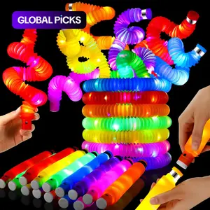 Light-Up Pop Tube Creative Sensory Toy, LED Pop Tubes, Stress Relief Toy, Stress Relief Gadgets, Fun Party Favors, Decorative Toy, Luminous Retractable Tubes Toy, Birthday Party Toy #GLOBAL PICKS