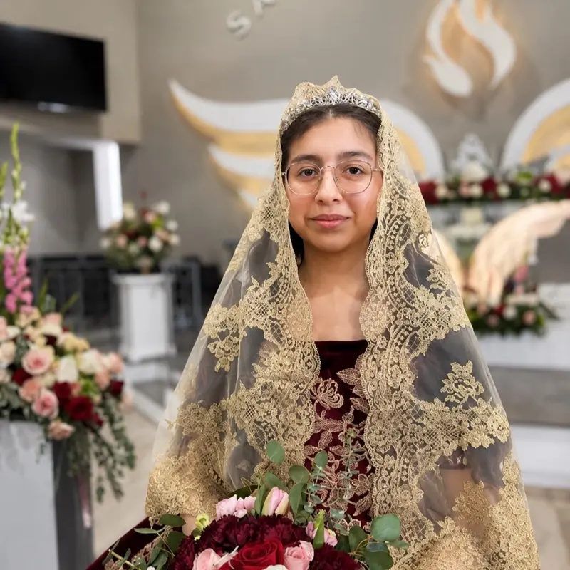 Gloria Maxi Veil Metallic Gold Spanish Lace Mantilla