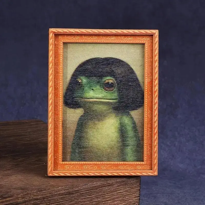 【Summer Sale Deals】 Funny Frog Magnet - Mini Fridge Magnet with Green Frog & Haircut, Modern Kitchen Decor, Durable Wood Construction for Refrigerator, Fridge