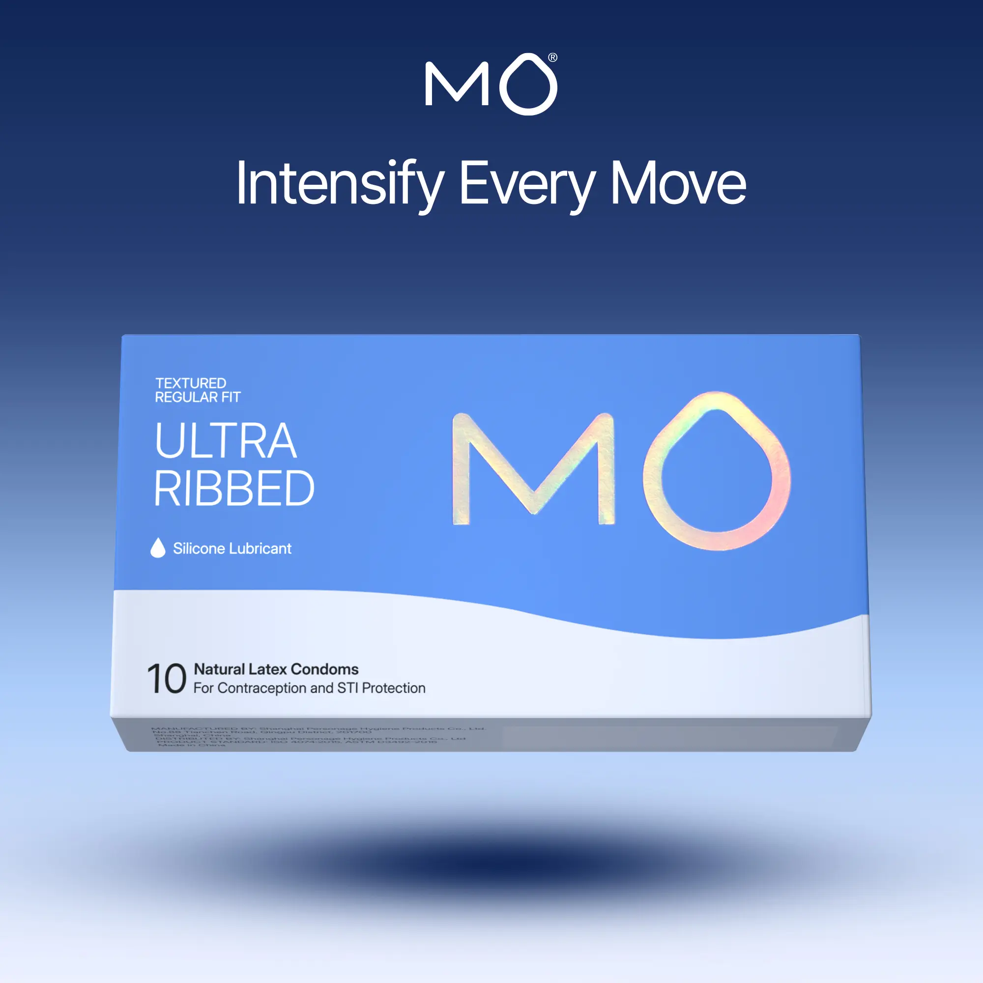 MO Ultra Ribbed Condoms - 10-Count, 53mm 100% Natural Latex, pH-Balanced, Silicone-Lubricated Universal Fit, Soft Smooth, Prop 65 Safe, STI Protection, Ribbed Texture for Intimacy, Sensitive Skin Comfort, Enhanced Stimulation, Everyday Confidence