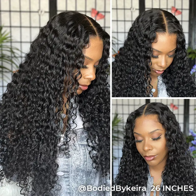 [Free Upgraded] ISEE M-Cap Wear Go Water Wave 9x6 Pre-Bleached Tiny Knots Pre-Plucked HD Lace Human Hair Wig - Medium Size Cap Gift for Girlfriend/Wife/Family Vacation Hair #SummerWins #DealsForYouDays