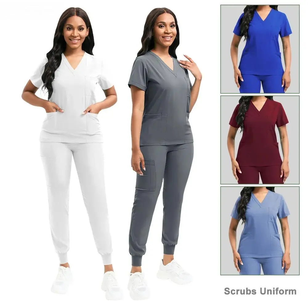 Women's 2-Piece Medical Suit - Scrub Top and Pants, Scrubs Uniform Essentials for Pediatric Nursing Use, Pants for Women Basic Cleaning Workwear