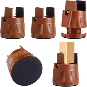 Bed Risers, Furniture Risers Lift 2.36"-3.15" Supports 1,000 lbs - for-Bed, College Dorms, Cabinet, Sofa, Table, Desk Leg (Set of 4, Brown)