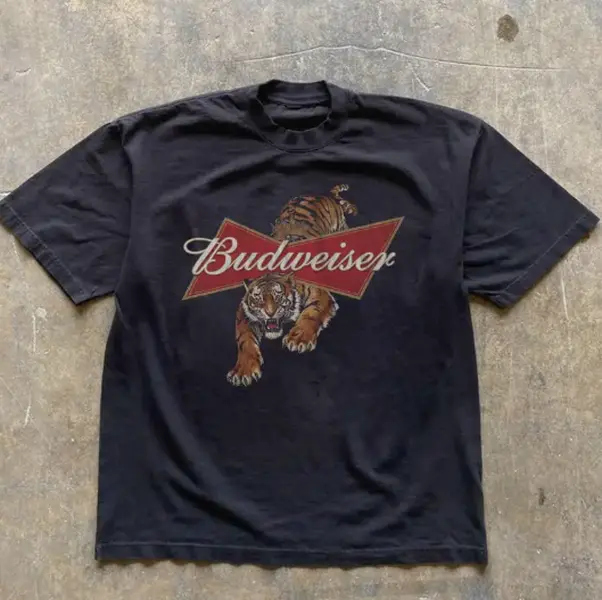 Vintage Style Budweiser Tiger Graphic Tee Womenswear Top