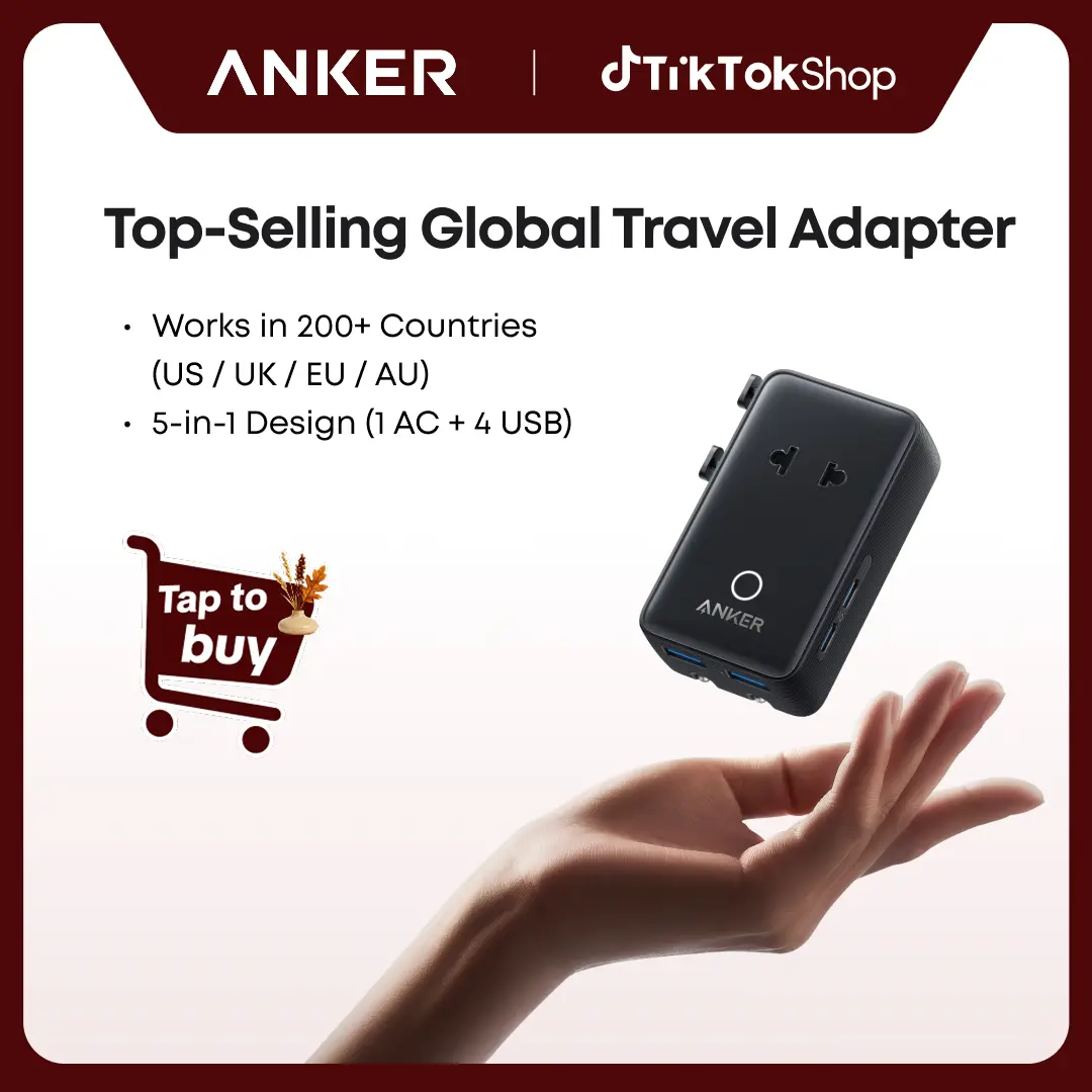 【Universal Travel Adapter Charger】Anker Nano Adapter Compatible with 200+ Countries, EU/US/UK/AU Plugs，5-in-1 2 USB-C 2 USB-A 1 AC，Perfect for International Travel,summerwins,FathersDayGift,#DealsForYouDays sohochic, Retractable, Foldable