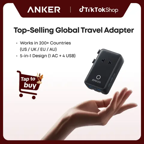 [Limited Offer]【Universal Travel Adapter Charger】Anker Nano Adapter Compatible with 200+ Countries, EU/US/UK/AU Plugs，5-in-1 2 USB-C 2 USB-A 1 AC，Perfect for International Travel sohochic, Retractable, Devices, Foldable