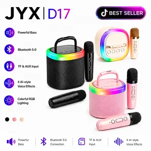 [100% Original] JYX D17 Mini Karaoke Bluetooth Speaker | Summer Outdoor Party KTV System | Powerful Bass, Lights & Premium Microphone Set Audio Rechargeable tiktokshopspringglowup,summervibes outdoorfun