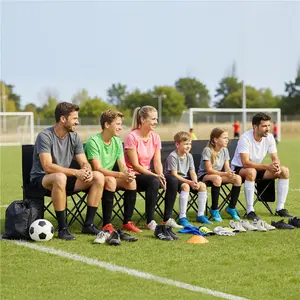 【Heavy-Load】Yaheetech 6 Seats Foldable Sideline Bench for Sports Team Portable Camping Folding Bench Chairs  Oxford Soccer Bench with Carry Bag