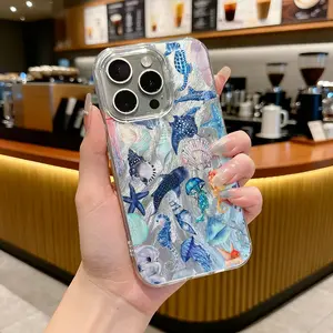 Yusha ocean element pattern phone case protective case, suitable for Apple smartphone 11/12/13/11/14/16/17/15/PRO/PROMAX/PLUS/Air and other phone models, a good choice for giving to girlfriends, boyfriends and girlfriends, and holiday gifts