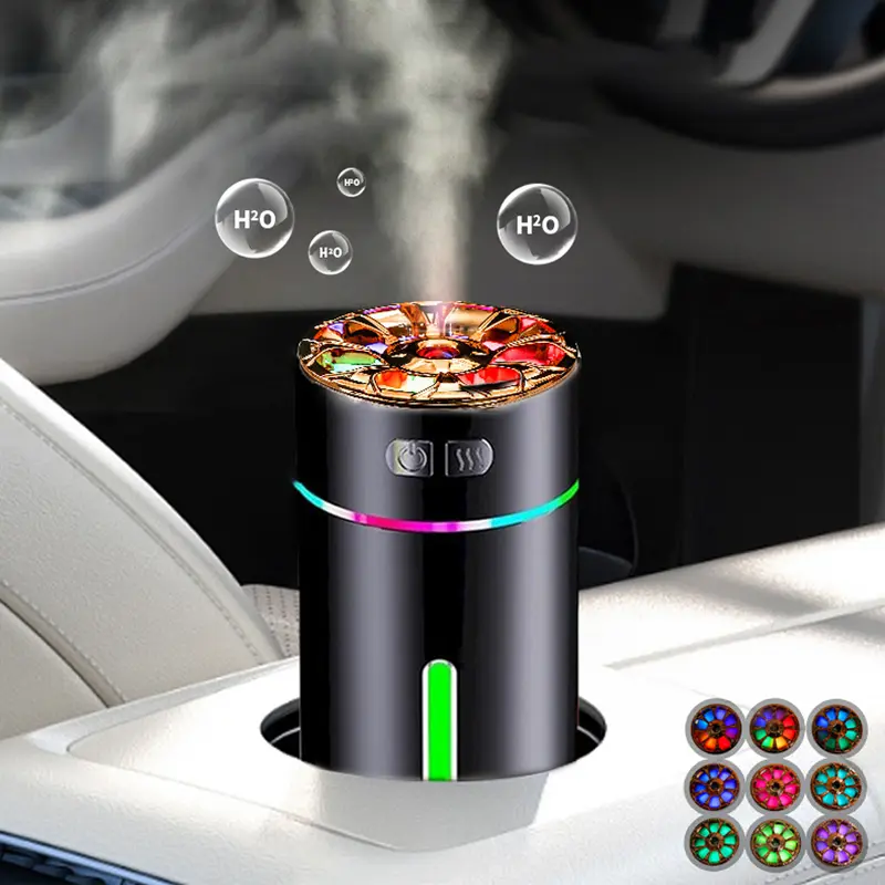 Father's Day Gifts, USB Air Humidifier, Portable Car Diffuser with Colorful LED Lights, Car & Home Use Air Humidifier, Household Appliances, Living Room - Pink