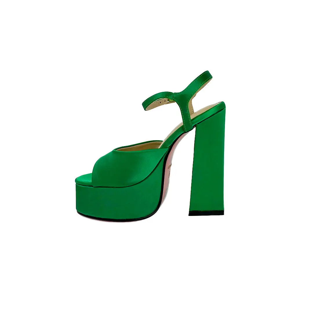 Madison Emerald Green Platform High Heels for Petite Feet