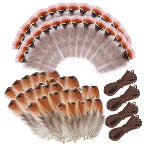 Natural Feather Decorations, 200pcs Mixed Color Feather & 4 Counts Rope, DIY Craft Supplies for Home Party Wedding Decoration, Ornaments
