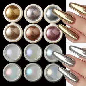 12 Colors Nail Powder, Bright Metallic Effect, Nail Mirror Powder, Manicure Titanium Powder, Nail Decoration, Nail Art Glitter Parts